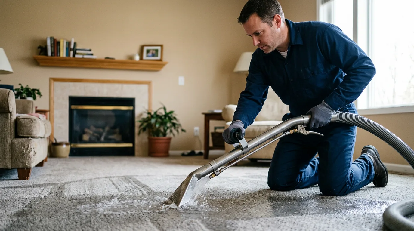 Water damage restoration technician working near Marion, AR